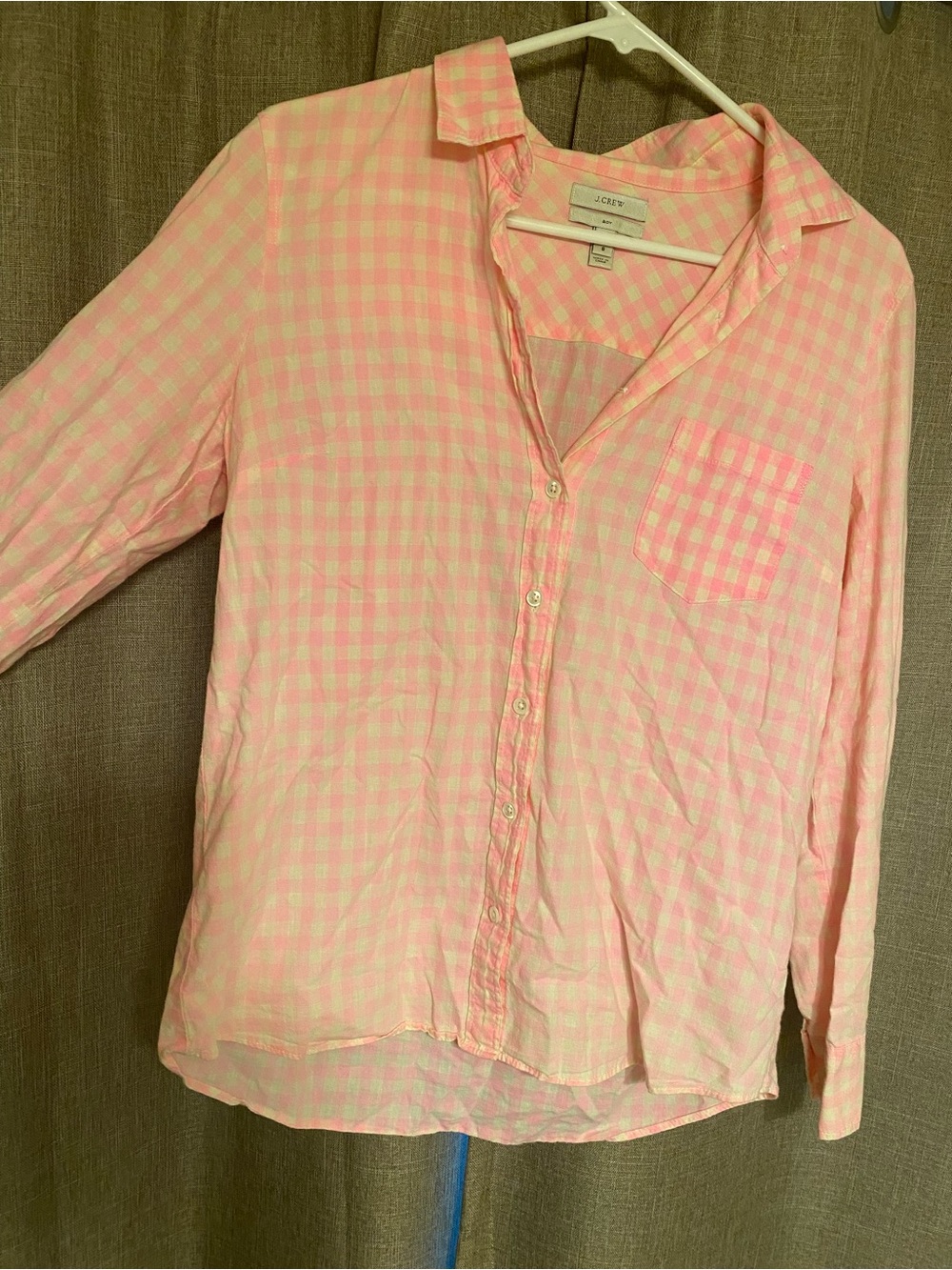 J. Crew Pink and White Gingham Shirt